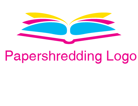 horizontal colorful open book printing logo