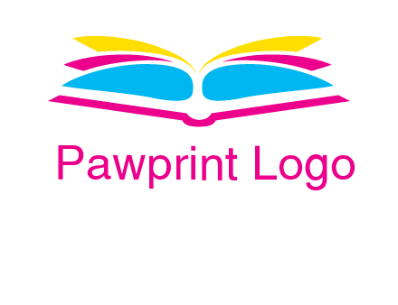 horizontal colorful open book printing logo