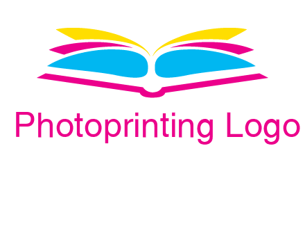 horizontal colorful open book printing logo