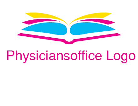 horizontal colorful open book printing logo
