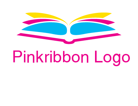 horizontal colorful open book printing logo