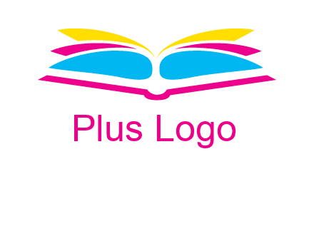 horizontal colorful open book printing logo