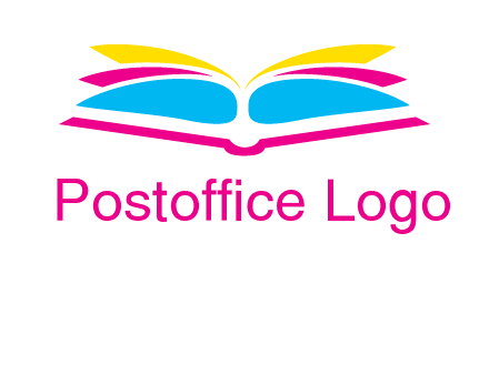 horizontal colorful open book printing logo