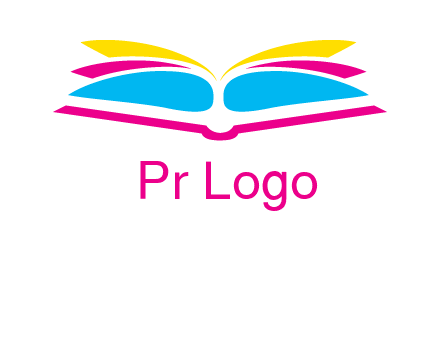 horizontal colorful open book printing logo