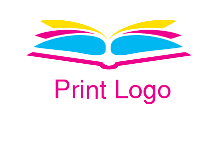 horizontal colorful open book printing logo