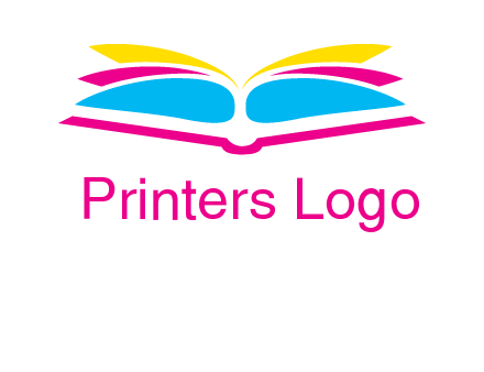 horizontal colorful open book printing logo