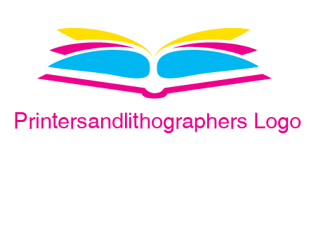 horizontal colorful open book printing logo