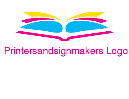 horizontal colorful open book printing logo