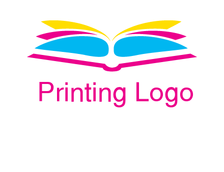 horizontal colorful open book printing logo