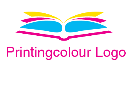 horizontal colorful open book printing logo