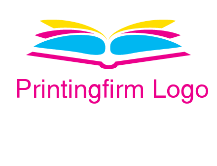 horizontal colorful open book printing logo