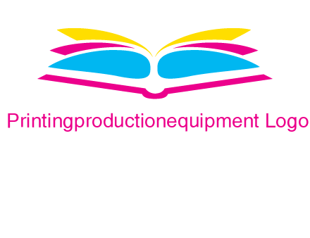 horizontal colorful open book printing logo