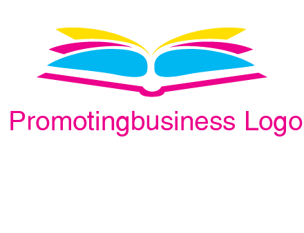 horizontal colorful open book printing logo