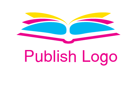 horizontal colorful open book printing logo