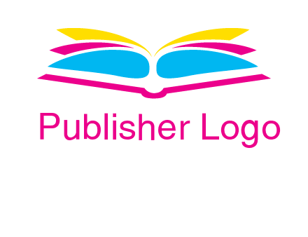 horizontal colorful open book printing logo