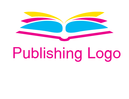 horizontal colorful open book printing logo