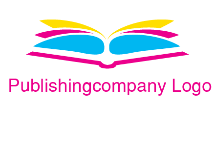 horizontal colorful open book printing logo