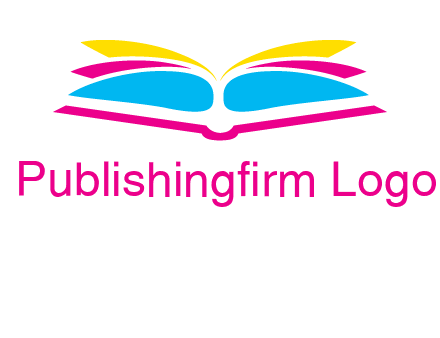 horizontal colorful open book printing logo