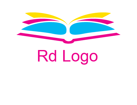horizontal colorful open book printing logo