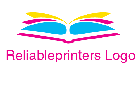 horizontal colorful open book printing logo