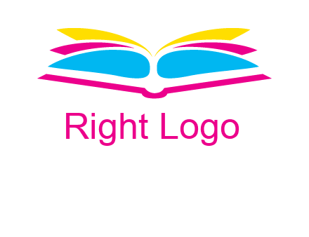horizontal colorful open book printing logo