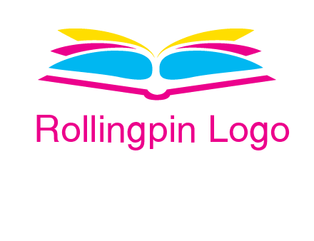 horizontal colorful open book printing logo