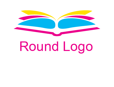 horizontal colorful open book printing logo