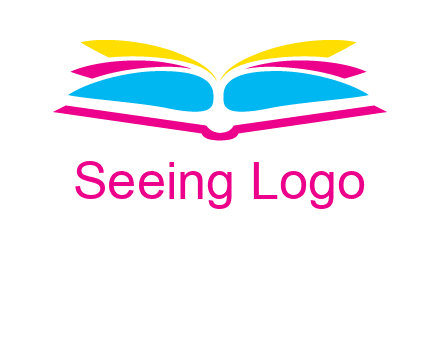horizontal colorful open book printing logo
