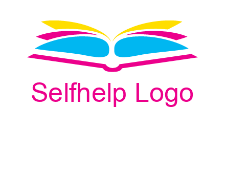 horizontal colorful open book printing logo