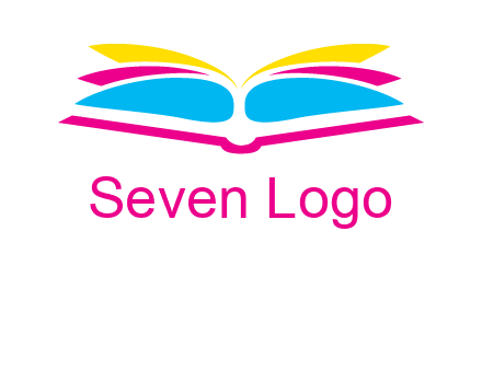 horizontal colorful open book printing logo