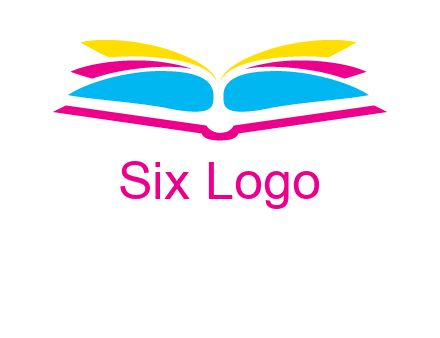 horizontal colorful open book printing logo