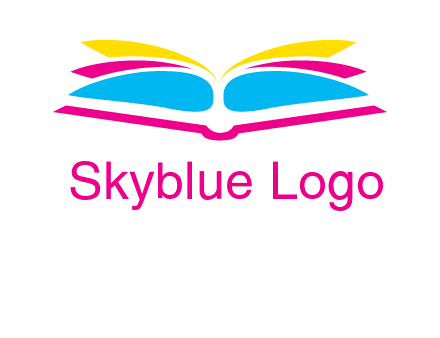 horizontal colorful open book printing logo