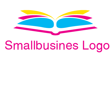 horizontal colorful open book printing logo