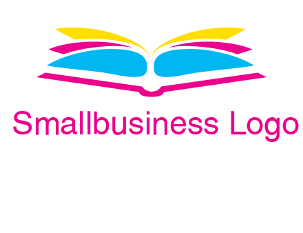 horizontal colorful open book printing logo