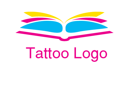 horizontal colorful open book printing logo