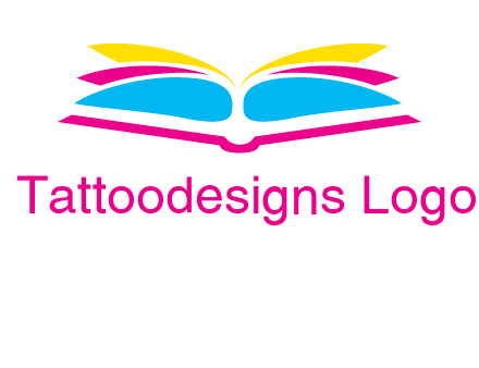 horizontal colorful open book printing logo