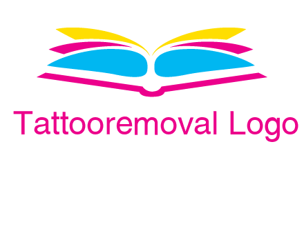 horizontal colorful open book printing logo