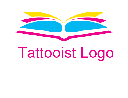 horizontal colorful open book printing logo