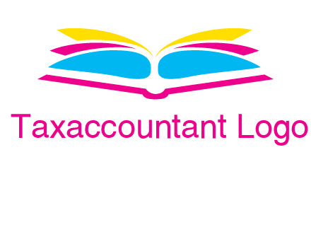 horizontal colorful open book printing logo