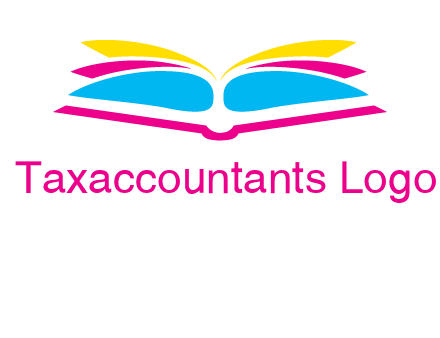 horizontal colorful open book printing logo