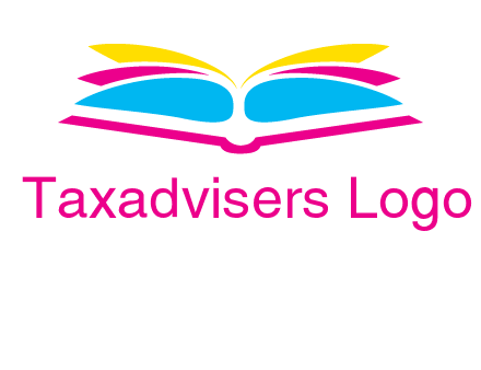 horizontal colorful open book printing logo