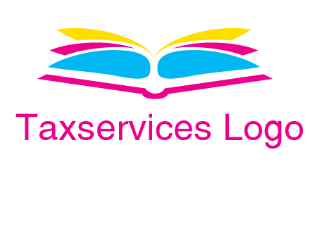 horizontal colorful open book printing logo