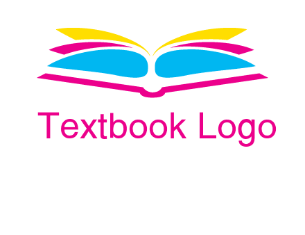 horizontal colorful open book printing logo