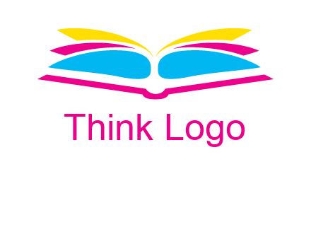 horizontal colorful open book printing logo