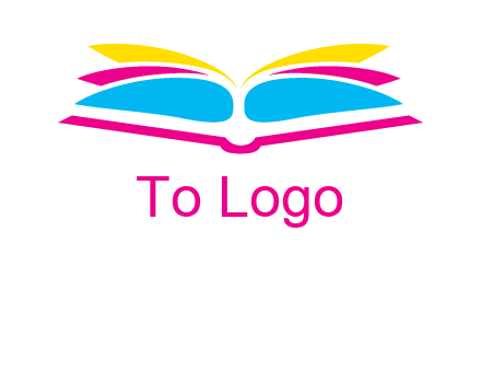 horizontal colorful open book printing logo