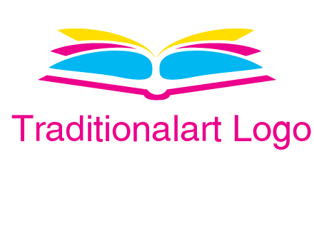 horizontal colorful open book printing logo