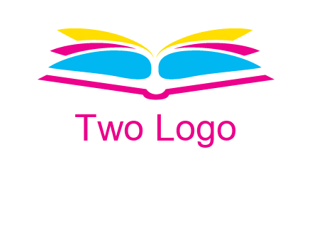 horizontal colorful open book printing logo