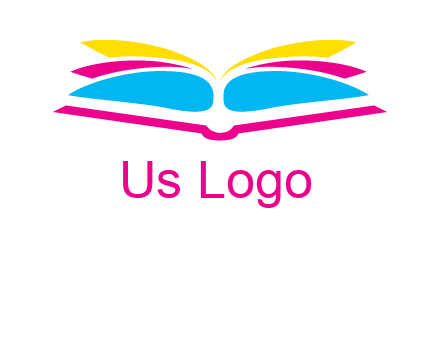 horizontal colorful open book printing logo