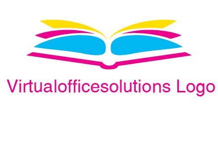 horizontal colorful open book printing logo