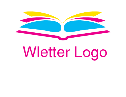 horizontal colorful open book printing logo